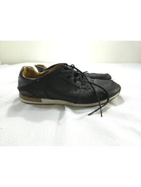 OluKai Shoes Mens 11.5 Huaka'i Li Waxed Nubuck Black Leather Sneakers 10406-4040